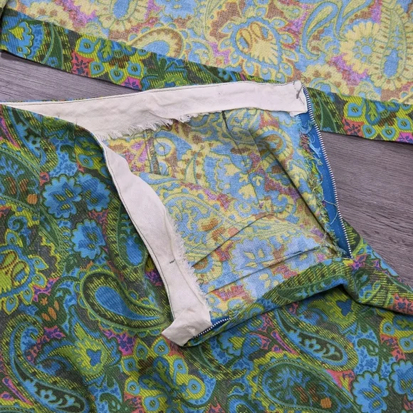 Vintage 60's Paisley Skirt & Jacket Suit Mod Style Womans XS Psychedelic - Picture 5 of 6